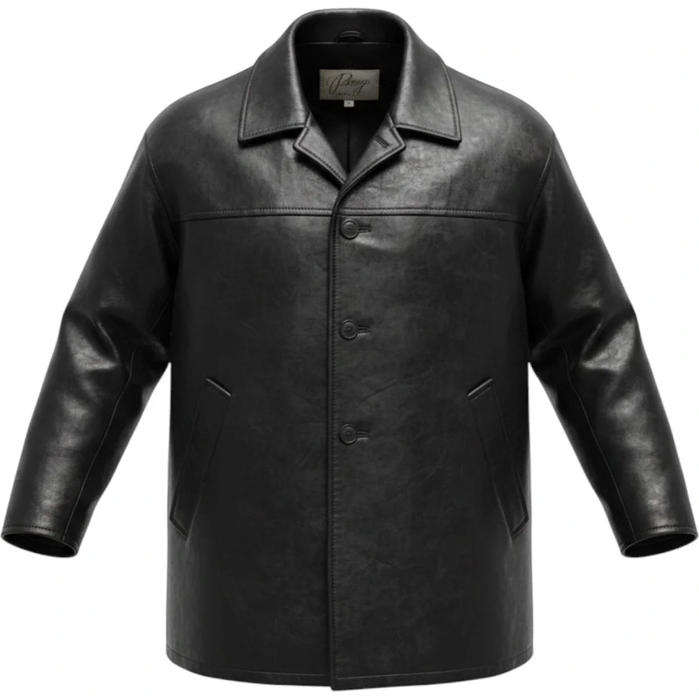 Vintage Remy Leather Jacket Mens XL Black Button Car Coat Made in USA Soft Lamb